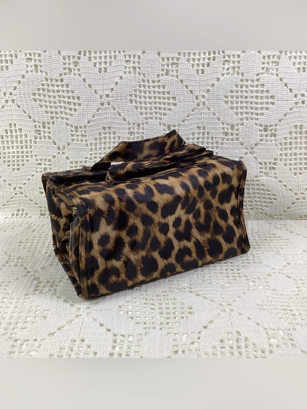 Joy Mangano Medium Leopard Print Cosmetic Tote - Brown & Black